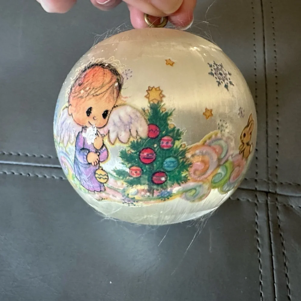 2 Wilton Angels Satin Ball Christmas Ornaments 1977 Vintage